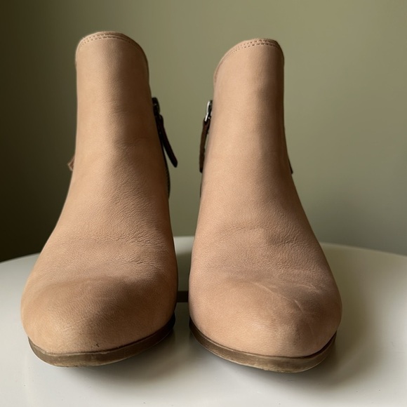 Frye Judith Double Zip Suede Ankle Booties Tan Dual Zip Block Heel Size 8 - Picture 5 of 12
